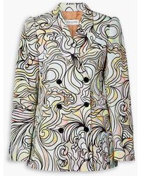 Dries Van Noten - Double-breasted Printed Cotton And Silk-blend Faille Blazer - Lyst