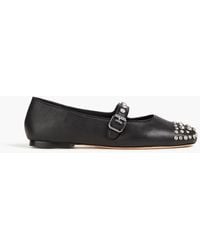 Sandro - Crystal-embellished Leather Mary Jane Flats - Lyst