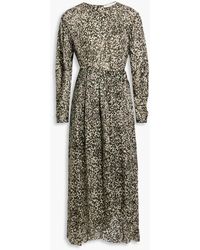 IRO - Romeri Pleated Leopard-print Silk-crepon Midi Dress - Lyst