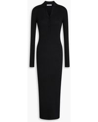 Max Mara - Metallic Ribbed Wool-blend Midi Dress - Lyst