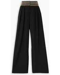 Balmain - Studded Grain De Poudre Wool Wide-Leg Pants - Lyst