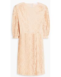 See By Chloé - Pleated Laser-cut Crepe De Chine Mini Dress - Lyst