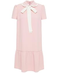 RED Valentino - Pussy-bow Crepe Mini Dress - Lyst