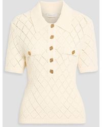 Zimmermann - Pointelle-Knit Polo Sweater - Lyst