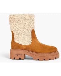 Sergio Rossi - Teddy Fleece And Suede Platform Ankle Boots - Lyst