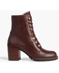 Stuart Weitzman - Kolbie Lace-up Leather Ankle Boots - Lyst