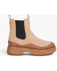 MICHAEL Michael Kors - Dupree Printed Textured-Leather And Suede Ankle Boots - Lyst