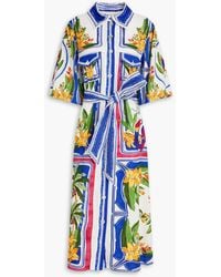 FARM Rio - Hemdkleid in midilänge aus einer leinenmischung mit floralem print und gürtel - Lyst