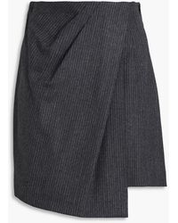 IRO - Wrap-effect Pinstriped Stretch-wool Flannel Mini Skirt - Lyst