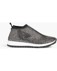 Jimmy Choo - Norway Embellished Stretch-knit Slip-on Sneakers - Lyst