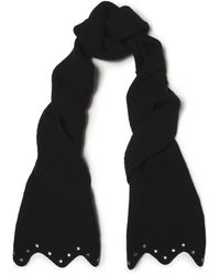 Sandro Eyelet-embellished Ribbed Wool Scarf Black
