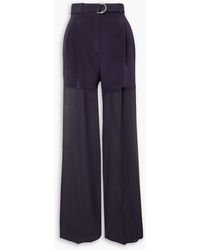 Peter Do - Belted Paneled Silk-blend Satin And Silk-chiffon Wide-leg Pants - Lyst