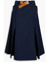 Tory Burch - Belted Cotton-poplin Midi Wrap Skirt - Lyst
