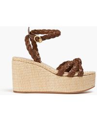 Gianvito Rossi - Braided Leather Espadrille Wedge Sandals - Lyst