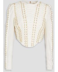 Zimmermann - Lace-up Embellished Linen And Silk-blend Top - Lyst