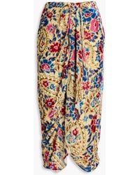 Isabel Marant - Breena Draped Paisley-print Velvet Midi Skirt - Lyst