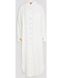 FARM Rio - Embroidered Linen Midi Shirt Dress - Lyst