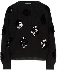 ALEXACHUNG Sequin-embellished Ribbed-knit Jumper - Black