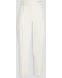 Brunello Cucinelli - Cropped karottenhose aus twill aus einer baumwollmischung mit zierperlen - Lyst