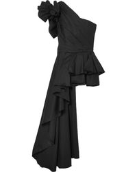 Johanna Ortiz Agave One-shoulder Ruffled Cotton-blend Poplin Top - Black