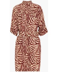 Zimmermann - Belted Zebra-print Silk Crepe De Chine Shirt Dress - Lyst