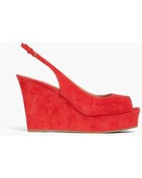 Sergio Rossi - Suede Wedge Slingback Sandals - Lyst
