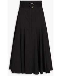 Another Tomorrow - Midirock aus twill aus einer baumwollmischung mit gürtel - Lyst