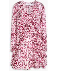 IRO - Ruffled Leopard-print Ramie Mini Dress - Lyst