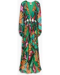 FARM Rio - Bedrucktes maxikleid aus georgette mit cut-outs und verzierung - Lyst