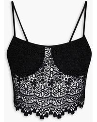 Charo Ruiz - Cropped Crocheted Lace Top - Lyst
