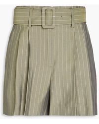Sandro - Arles Belted Pinstriped Twill Shorts - Lyst
