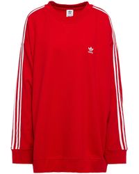 adidas Originals Oversized Striped French Cotton-terry Sweatshirt - Red