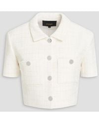Maje - Cropped Metallic Checked Cotton-Blend Bouclé-Tweed Jacket - Lyst