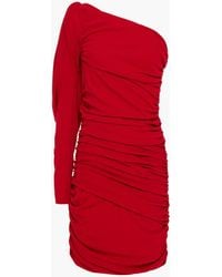Redemption One-shoulder Ruched Crepe Mini Dress - Red