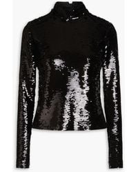 FRAME - Sequined Cotton And Modal-blend Jersey Turtleneck Top - Lyst