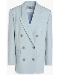 Zimmermann - Double-breasted Donegal Cotton And Silk-blend Canvas Blazer - Lyst