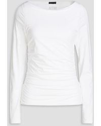 ATM - Ruched Stretch-pima Cotton-jersey Top - Lyst