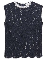 Sandro Tally Guipure And Corded Lace Top Midnight Blue