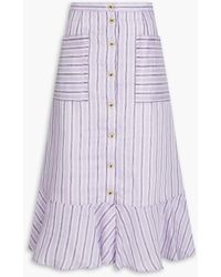 Sandro - Blondy Striped Linen-blend Gauze Midi Skirt - Lyst