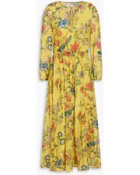 RED Valentino - Floral-print Cotton And Silk-blend Voile Midi Dress - Lyst