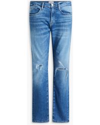FRAME - Slim-fit Distressed Denim Jeans - Lyst