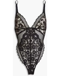 Stella McCartney - Mesh And Corded Lace Bodysuit - Lyst