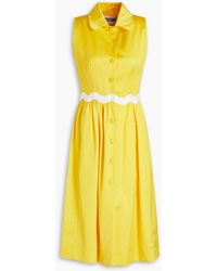 Moschino - Gathered Cotton-blend Poplin Midi Shirt Dress - Lyst