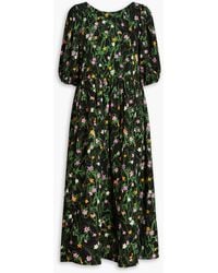 Stine Goya - Ursi Gathered Floral-print Crepe Midi Dress - Lyst
