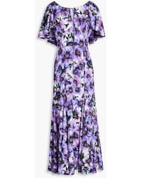 Dolce & Gabbana - Drapiertes midikleid aus crêpe aus einer seidenmischung mit floralem print - Lyst