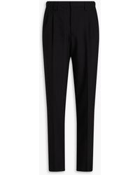 Emporio Armani - Embroidered Pleated Wool Pants - Lyst