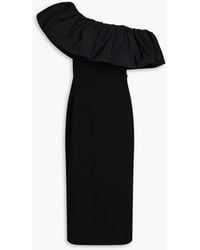 Rebecca Vallance - After Hours One-shoulder Taffeta-paneled Crepe Midi Dress - Lyst