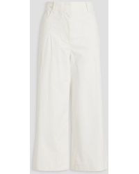 STAUD - Luca Cropped Cotton-Blend Twill Wide-Leg Pants - Lyst