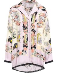 Emilio Pucci Lace-trimmed Printed Silk-twill Shirt Lilac - Purple