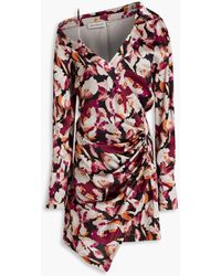 Nicholas - Eliana Wrap-effect Floral-print Silk Satin-crepe Mini Shirt Dress - Lyst
